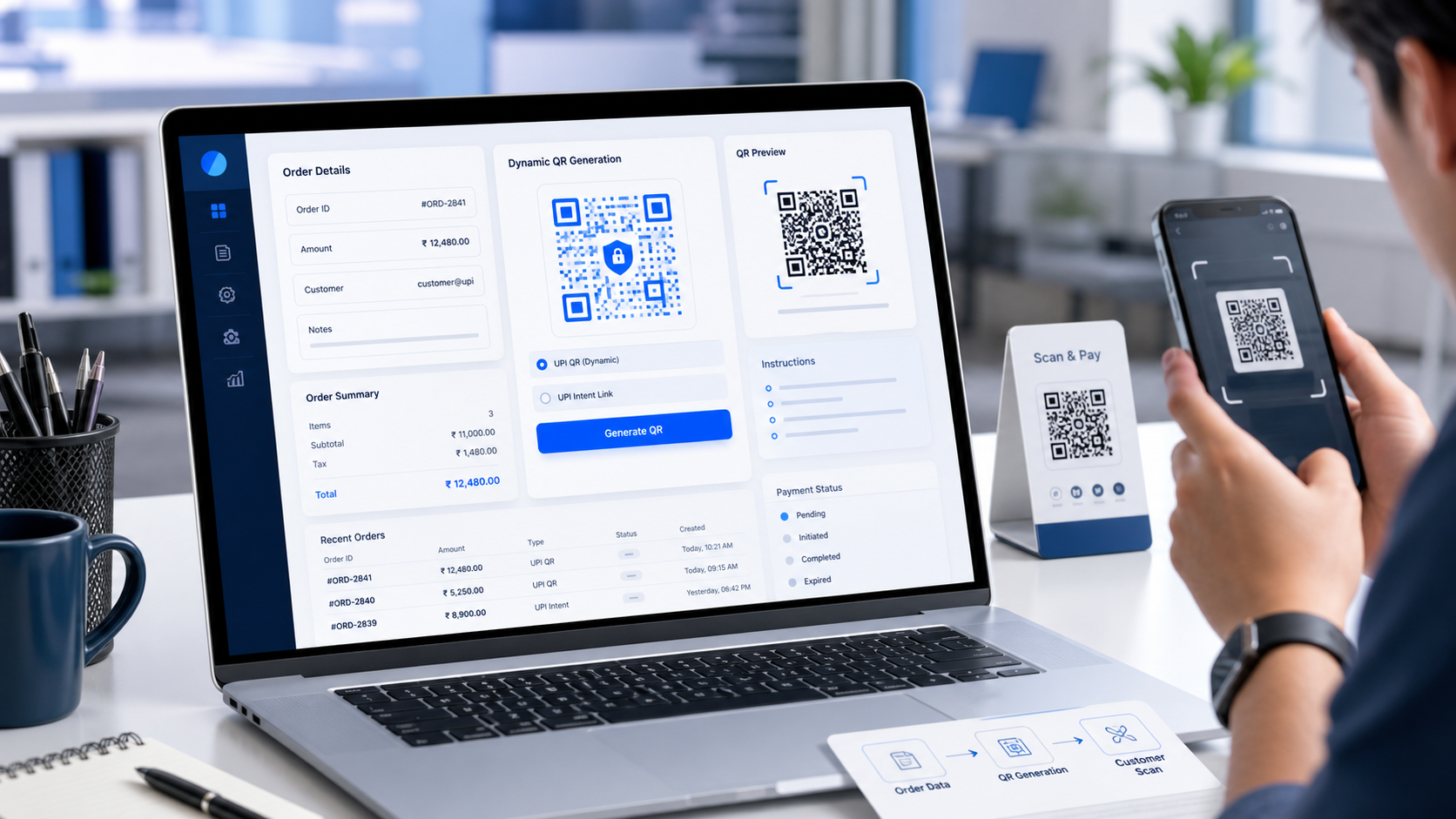 Merchant payment operations dashboard with UPI gateway integration