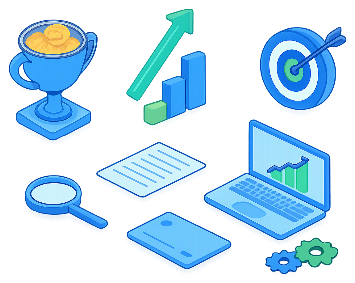 UPI payment gateway for gambling, with coins, a rising chart, a payment card, and checkout icons